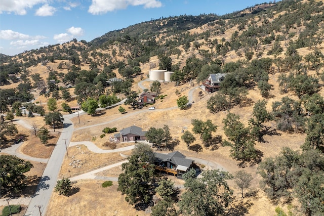 drone / aerial view featuring a mountain view