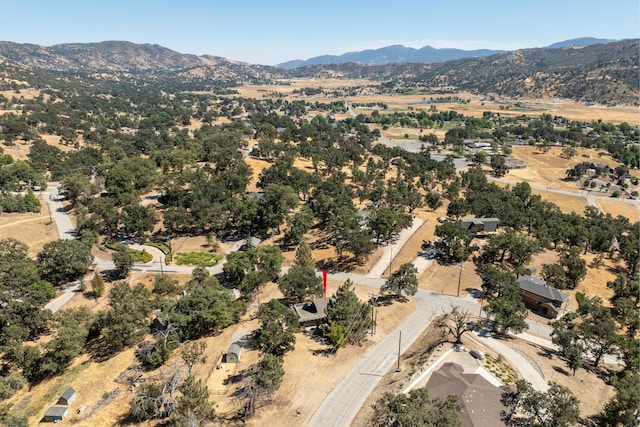 birds eye view of property with a mountain view