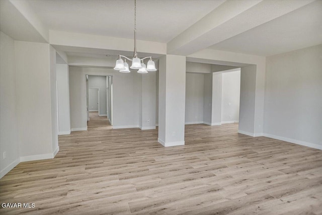 41729 Firenze St, Lancaster, CA 93536 - unfurnished dining area featuring a chandelier and light wood-type flooring
