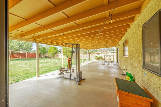 view of patio featuring a fenced backyard