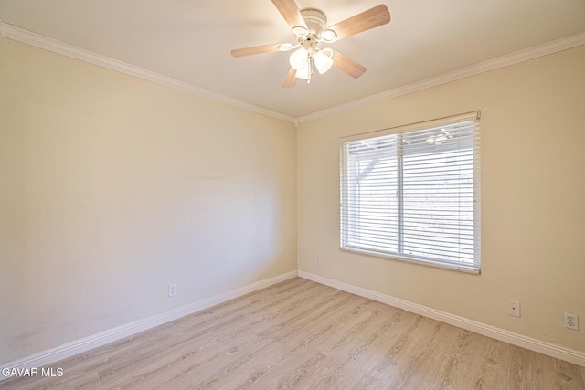 4068 Vancouver Ln, Quartz Hill, CA 93536 - empty room featuring light wood-style flooring, crown molding, and ceiling fan