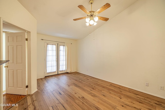 4068 Vancouver Ln, Quartz Hill, CA 93536 - unfurnished room featuring wood-type flooring, lofted ceiling, and a ceiling fan