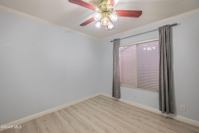 4068 Vancouver Ln, Quartz Hill, CA 93536 - unfurnished room with light wood-type flooring, ceiling fan, and crown molding