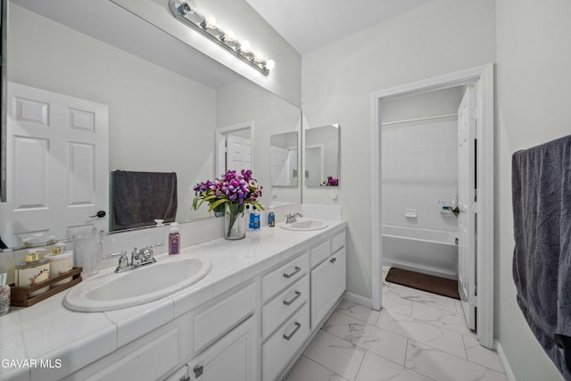 42409 W 66th St, Lancaster, CA 93536 - full bathroom with double vanity and marble finish floors