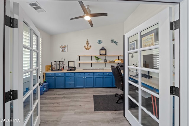 42409 W 66th St, Lancaster, CA 93536 - home office featuring light wood-style flooring and ceiling fan