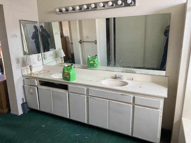 full bathroom with double vanity and a sink