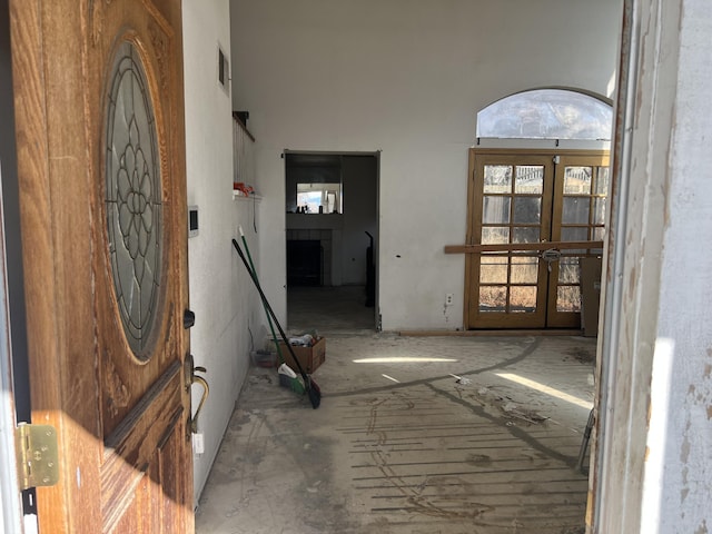 foyer with french doors and visible vents