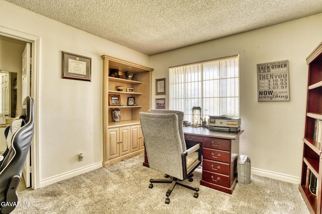 1306 Date Palm Dr, Palmdale, CA 93551 - home office featuring a textured ceiling and carpet floors