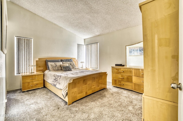 1306 Date Palm Dr, Palmdale, CA 93551 - bedroom featuring light colored carpet, a textured ceiling, and vaulted ceiling