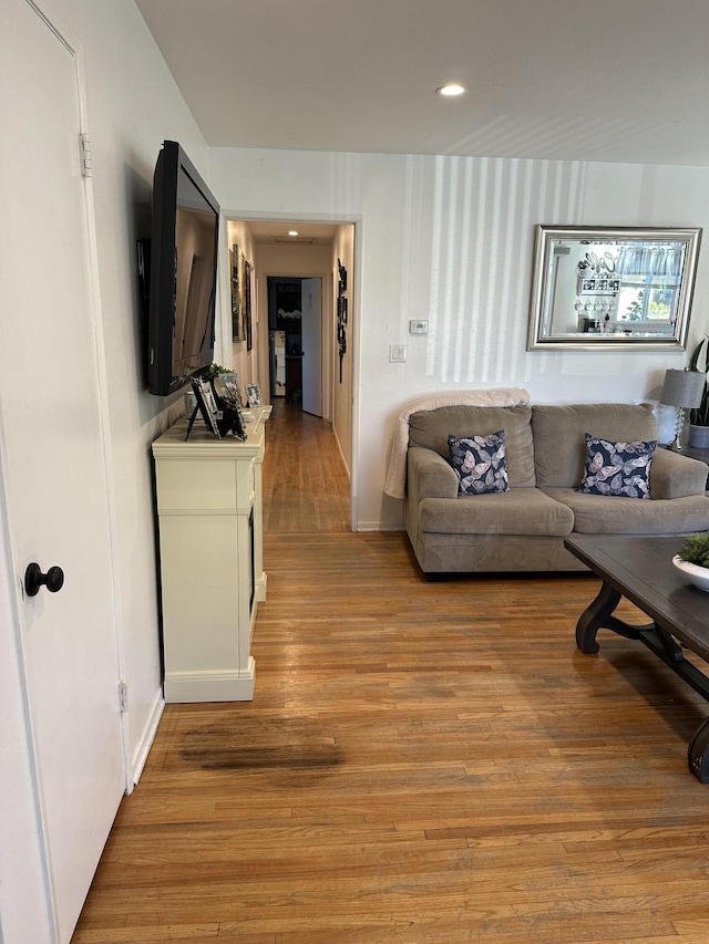 living room featuring light hardwood / wood-style floors