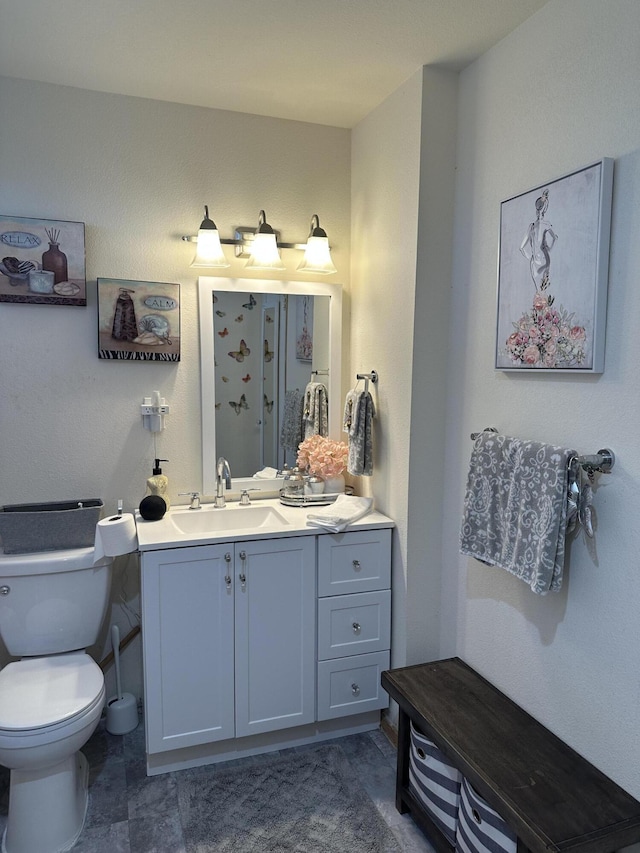 bathroom with toilet and vanity