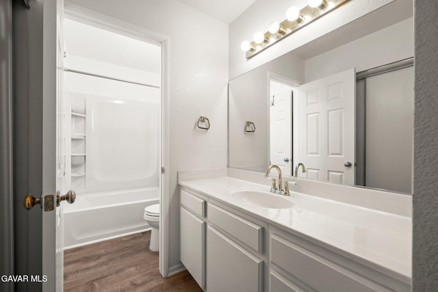 38030 Lido Dr, Palmdale, CA 93552 - bathroom with wood finished floors, vanity, and shower / tub combination