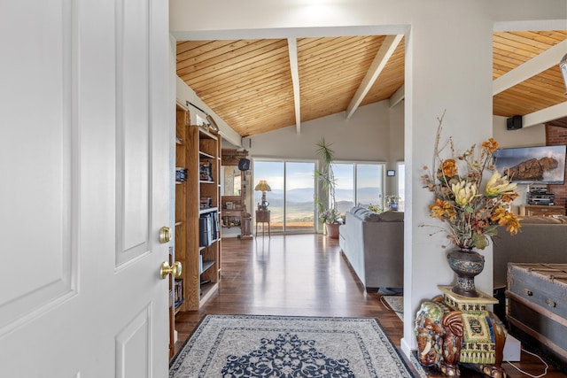 23761 El Rancho Dr, Tehachapi, CA 93561 - foyer with wooden ceiling and wood finished floors