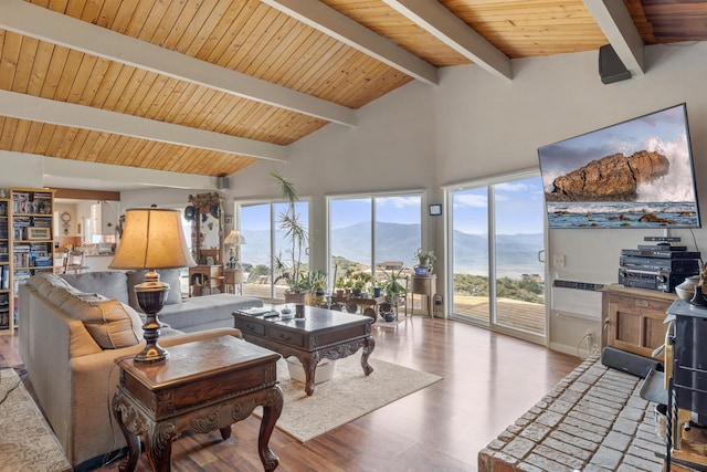 23761 El Rancho Dr, Tehachapi, CA 93561 - living room with wood finished floors and wooden ceiling
