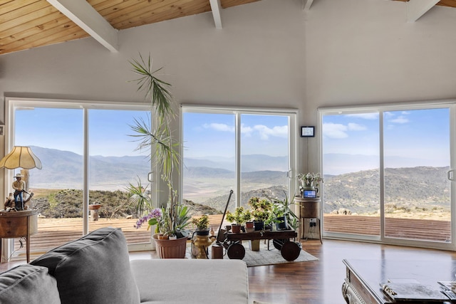 23761 El Rancho Dr, Tehachapi, CA 93561 - dining space featuring a mountain view and wood finished floors
