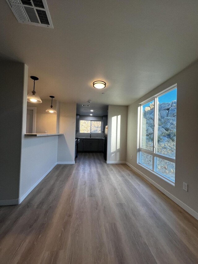 unfurnished living room with wood-type flooring