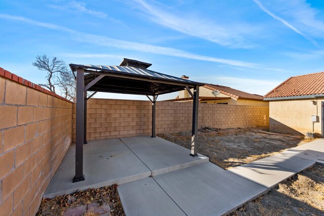 view of patio featuring a gazebo