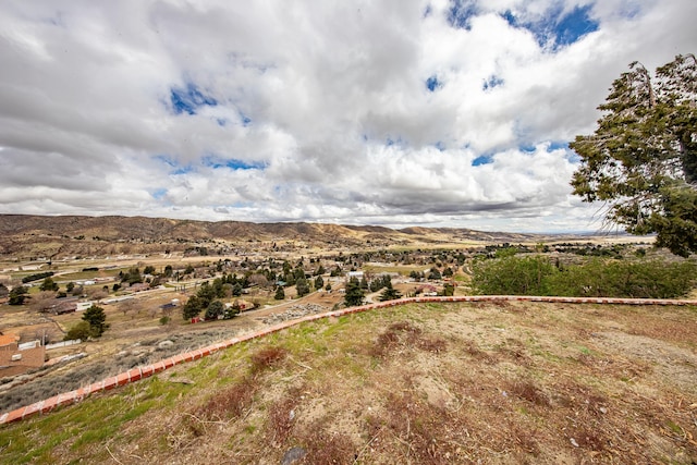 birds eye view of property with a mountain view