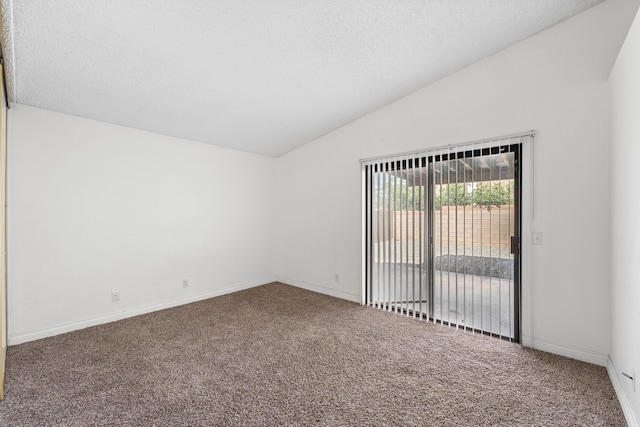 37756 E 45th St, Palmdale, CA 93552 - spare room featuring vaulted ceiling, carpet, baseboards, and a textured ceiling
