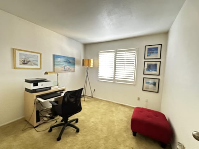 view of carpeted home office