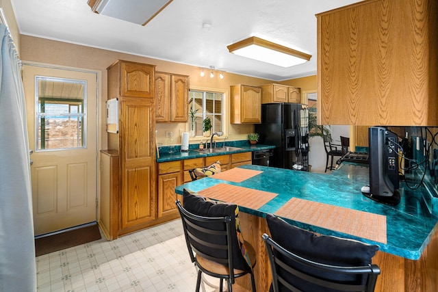 kitchen with black appliances and sink