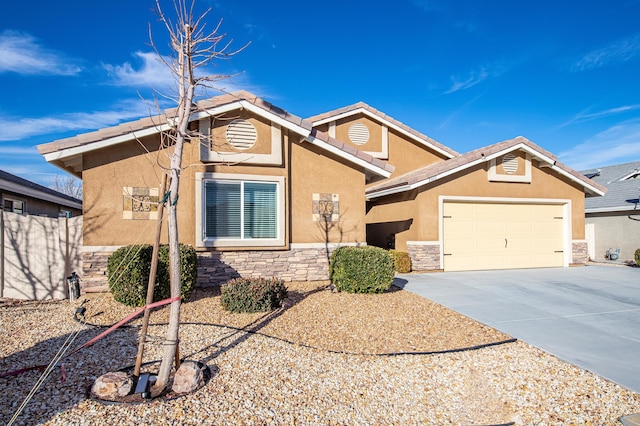 view of front property with a garage