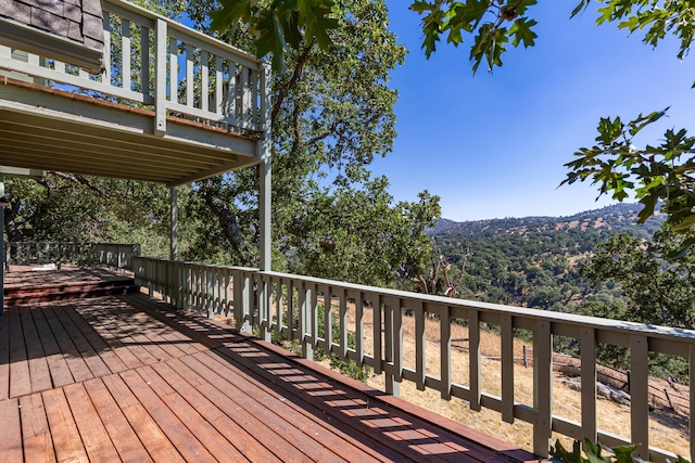 deck featuring a mountain view