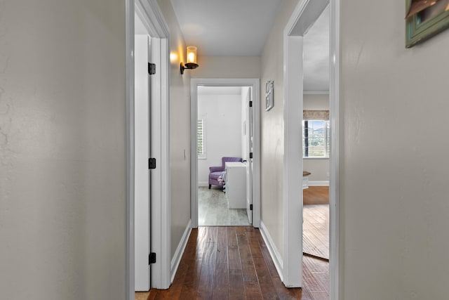 23600 Dart Dr, Tehachapi, CA 93561 - hallway featuring dark wood-style floors and baseboards