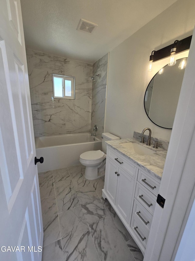 4102 Pearblossom Hwy, Palmdale, CA 93552 - bathroom featuring vanity, marble finish flooring, and  shower combination