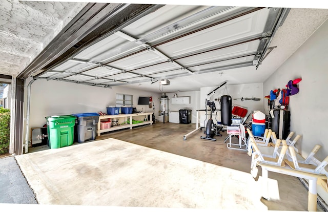 garage with a garage door opener