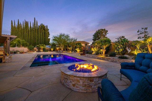 436 Fairway Dr, Palmdale, CA 93551 - swimming pool featuring a patio area and a fire pit