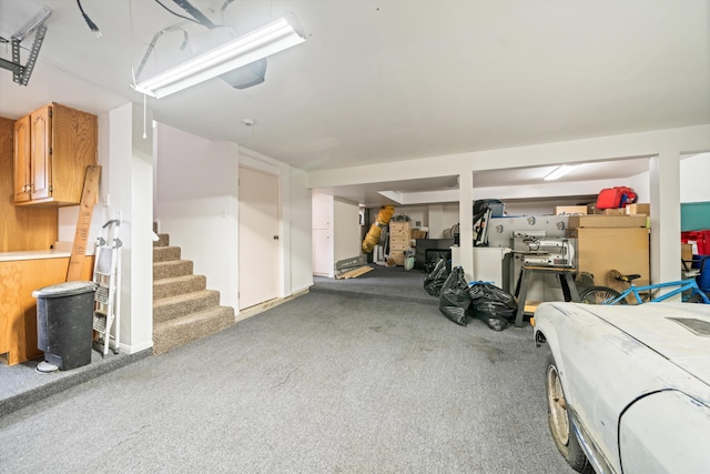 basement featuring carpet floors