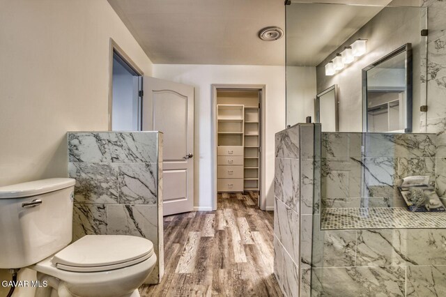 43737 W 27th St, Lancaster, CA 93536 - full bath featuring a marble finish shower, double vanity, wood finished floors, and a spacious closet