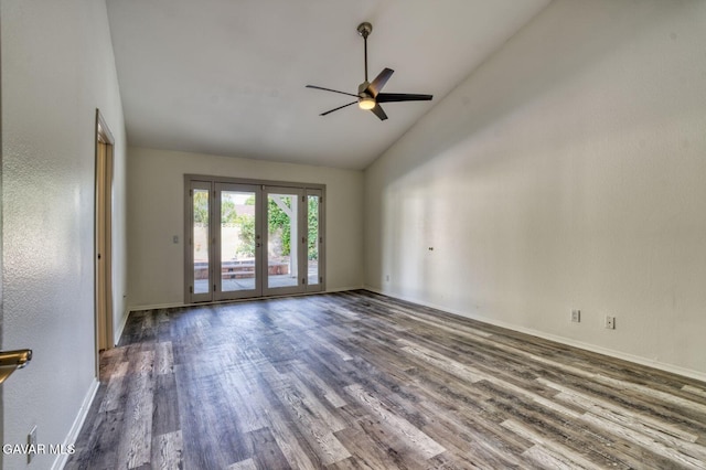 43737 W 27th St, Lancaster, CA 93536 - spare room with wood finished floors, ceiling fan, and high vaulted ceiling