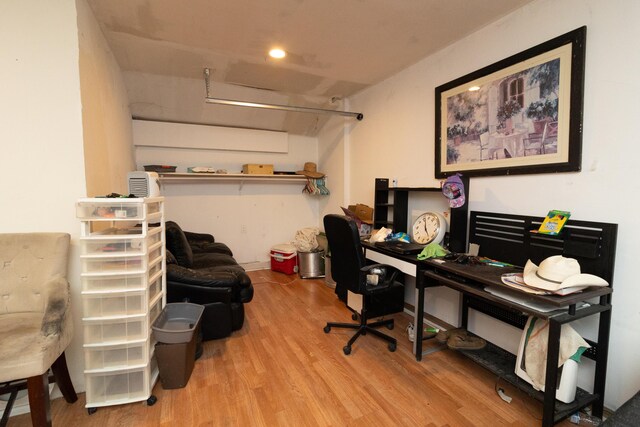 office area with wood-type flooring