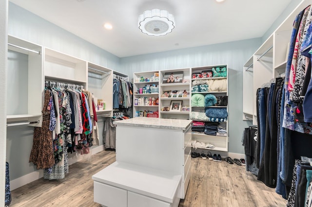 spacious closet with light wood-type flooring
