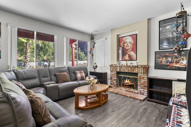 42164 Valley Vista Dr, Lancaster, CA 93536 - living area featuring wood finished floors and a fireplace