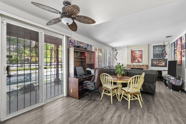 42164 Valley Vista Dr, Lancaster, CA 93536 - dining space with wood finished floors and ceiling fan