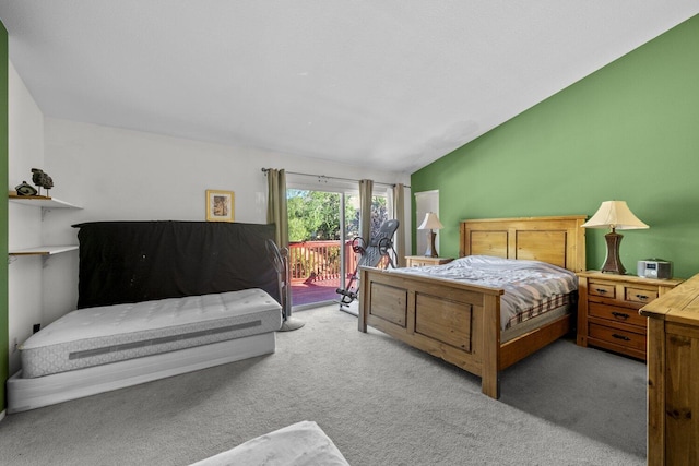 42164 Valley Vista Dr, Lancaster, CA 93536 - carpeted bedroom featuring access to exterior and lofted ceiling