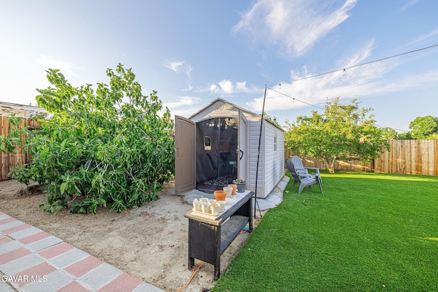 37388 Harrow Ct, Palmdale, CA 93550 - fenced backyard featuring a storage unit