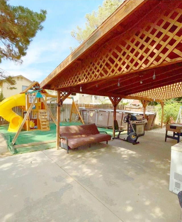 view of patio / terrace with a playground