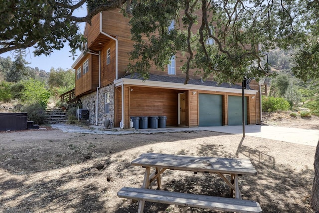 exterior space featuring a garage