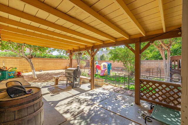 view of patio with area for grilling