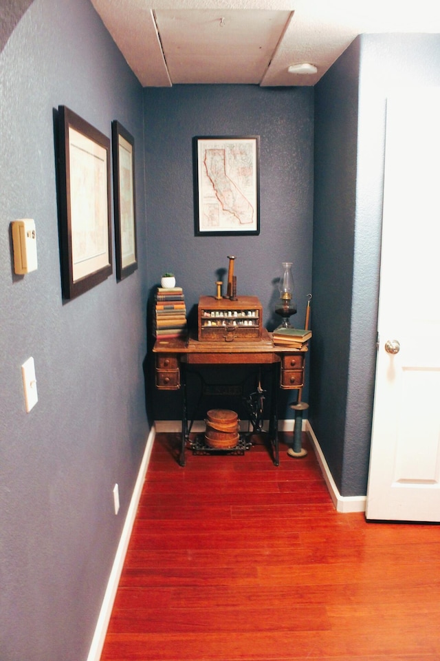 office space with hardwood / wood-style floors