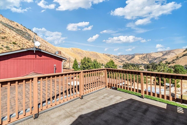 deck with a mountain view