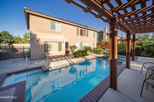 37331 E 57th St, Palmdale, CA 93552 - view of swimming pool featuring a pergola, a fenced backyard, and a patio area