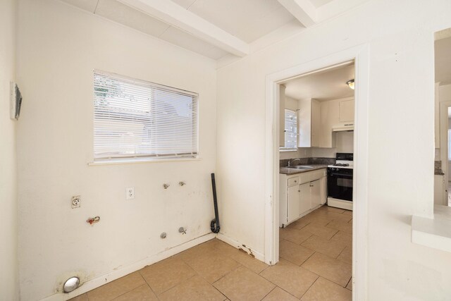 laundry area with hookup for a washing machine, hookup for a gas dryer, sink, and hookup for an electric dryer