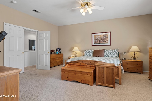 4148 Sungate Dr, Palmdale, CA 93551 - bedroom with light colored carpet and a ceiling fan