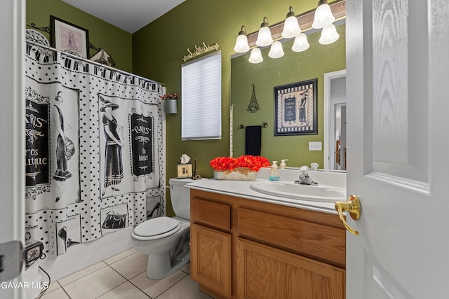 4148 Sungate Dr, Palmdale, CA 93551 - full bath featuring tile patterned flooring, vanity, and a shower with shower curtain