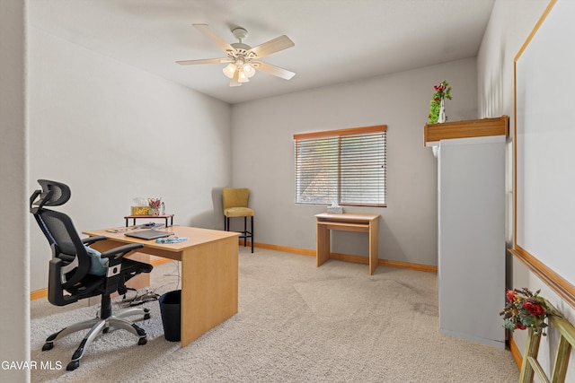 4148 Sungate Dr, Palmdale, CA 93551 - carpeted office featuring a ceiling fan and baseboards